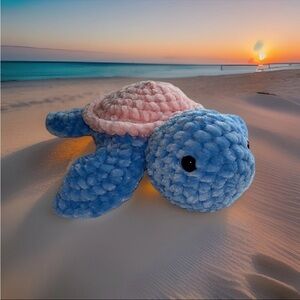 cotton candy crochet turtle plushie